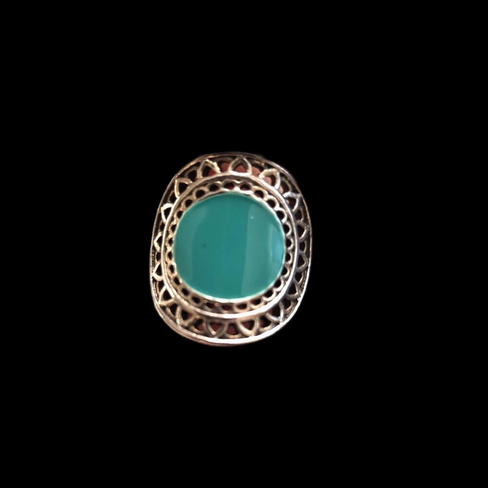 Boho Turquoise Gemstone Geometric Alloy Metal Ring